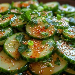 Gurkensalat ist ein Klassiker, der in vielen Kulturen vorkommt und oft als Beilage oder leichter Snack serviert wird. Besonders in der heißen Jahreszeit ist ein erfrischender Salat wie der „Knusprige Würzige Gurkensalat“ eine willkommene Abwechslung auf dem Tisch. Dieses Rezept kombiniert knackige Gurken mit einer würzigen, aromatischen Marinade, die jeden Bissen zu einem Geschmackserlebnis macht. Die Kombination aus süßen, salzigen und scharfen Noten macht diesen Salat nicht nur zu einer Gaumenfreude, sondern auch zu einem gesunden und leicht zuzubereitenden Gericht.