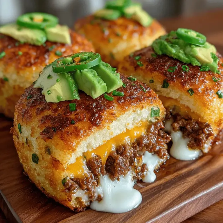 Willkommen zu einem aufregenden Rezept, das die Geschmacksknospen mit einer köstlichen Kombination aus würzigem Cheddar-Käse und frischen Jalapeños verwöhnt! Die goldenen Cheddar-Jalapeño-Muffin-Melt-Slider sind nicht nur eine perfekte Wahl für Partys und Zusammenkünfte, sondern auch eine großartige Möglichkeit, die Freude am Kochen zu Hause zu erleben. Diese Slider, die sich leicht zubereiten lassen, vereinen die Aromen von herzhaftem Fleisch, schmelzendem Käse und der angenehmen Schärfe von Jalapeños in einem knusprigen Muffin.