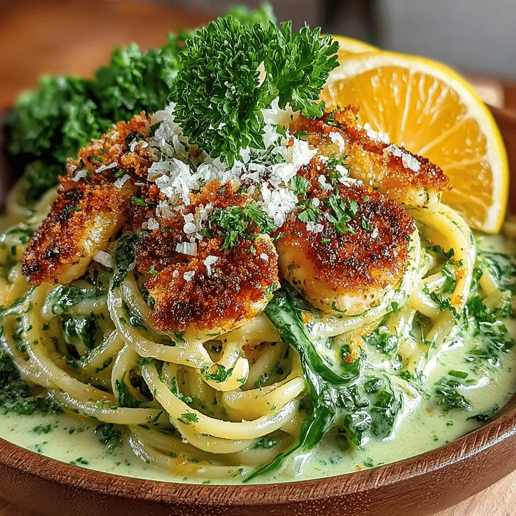 Willkommen zu unserem Rezept für die Zesty Green Delight Pasta, ein Gericht, das nicht nur den Gaumen erfreut, sondern auch das Auge mit seiner lebendigen, grünen Farbe anzieht. Diese cremige Pasta mit frischem Grünkohl und einem spritzigen Zitronenaroma ist der Inbegriff von Leichtigkeit und Frische. Egal, ob du ein schnelles Abendessen für die Familie zubereitest oder ein gesundes Gericht für Freunde planst - dieses Rezept ist vielseitig und wird in jedem Fall zum Star des Abends.