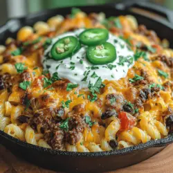 Der Käse-Hackfleisch-Nacho-Pasta-Auflauf ist ein Herzstück der modernen Küche – eine perfekte Mischung aus klassischen und mexikanischen Aromen, die nicht nur die Geschmacksknospen erfreut, sondern auch die ganze Familie zusammenbringt. Mit seiner cremigen Konsistenz, dem würzigen Hackfleisch und dem köstlichen Käse ist dieser Auflauf ideal für gesellige Abende, besondere Anlässe oder einfach als herzhaftes Abendessen nach einem langen Tag. Die Kombination aus Pasta, Hackfleisch und frischen Zutaten macht ihn zu einem nahrhaften Gericht, das sich leicht zubereiten lässt und für jeden Geschmack etwas bietet.