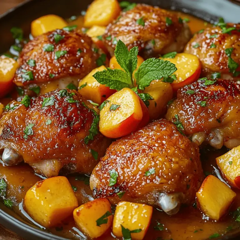 Die Pfirsich-Hühnchen-Delikatesse ist nicht nur ein Fest für den Gaumen, sondern auch eine wunderbare Möglichkeit, frische, saisonale Zutaten zu nutzen. Dieses Rezept kombiniert zartes Hähnchenfleisch mit der süßen und saftigen Note reifer Pfirsiche, was ein harmonisches Geschmacksprofil ergibt. Die Kombination aus salzig und süß ist in der modernen Küche sehr beliebt und bringt eine erfrischende Note in Ihre Mahlzeiten. Ob für ein Familienessen oder einen geselligen Abend mit Freunden, dieses Gericht ist einfach zuzubereiten und sorgt für Begeisterung am Tisch.