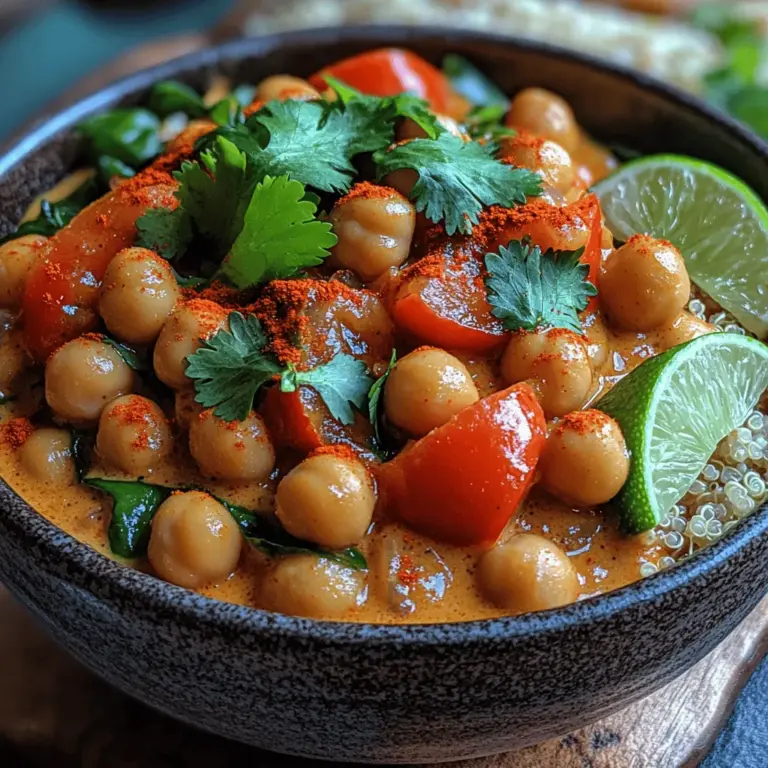 Die cremige Thai-Kokos-Chickpea-Delikatesse ist ein wahres Fest für die Sinne und ein hervorragendes Beispiel für die Kombination aus gesunden Zutaten und köstlichen Aromen. Dieses Rezept ist nicht nur einfach zuzubereiten, sondern auch äußerst nahrhaft und lässt sich wunderbar an verschiedene Geschmäcker und Vorlieben anpassen. Die Basis aus Kichererbsen und Kokosmilch macht dieses Gericht nicht nur vegan, sondern auch proteinreich und sättigend. Der Einsatz von roten Currypasten, frischem Gemüse und aromatischen Gewürzen bringt einen Hauch von Thailand in Ihre Küche und sorgt für ein authentisches Geschmackserlebnis.