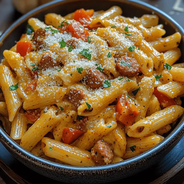 Willkommen zu einem aufregenden kulinarischen Abenteuer, das Ihre Geschmacksknospen zum Tanzen bringen wird! Diese würzige Cajun-Delikatesse, die cremige Wurst-Pasta, ist nicht nur ein Fest für die Sinne, sondern auch ein perfektes Gericht für alle, die sich nach einer herzhaften und geschmackvollen Mahlzeit sehnen. Mit der Kombination aus saftiger Cajun-Wurst, frischem Gemüse und einer cremigen Sauce, die über perfekt al dente Penne-Nudeln verteilt ist, wird dieses Rezept schnell zu einem Ihrer Lieblingsgerichte.