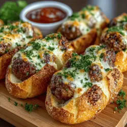 Um die köstlichen Mini-Fleischbällchen auf Knoblauchbrot-Boote zuzubereiten, benötigst du folgende Zutaten:
