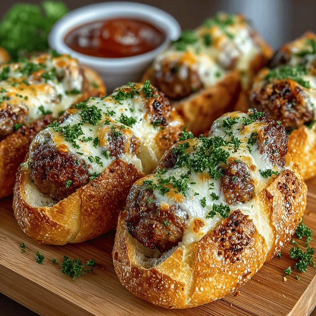 Um die köstlichen Mini-Fleischbällchen auf Knoblauchbrot-Boote zuzubereiten, benötigst du folgende Zutaten: