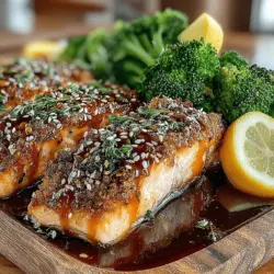 Das Rezept für Süße Harmonie Lachs mit Brokkoli verbindet die zarten Aromen von Lachs mit der knackigen Frische von Brokkoli und einer köstlichen süß-sauren Marinade. Diese harmonische Kombination macht das Gericht nicht nur geschmacklich ansprechend, sondern auch optisch ein echter Genuss. Die Verwendung von Honig, Sojasauce und Dijon-Senf verleiht dem Lachs eine exquisite Glasur, die perfekt mit dem Gemüse harmoniert.