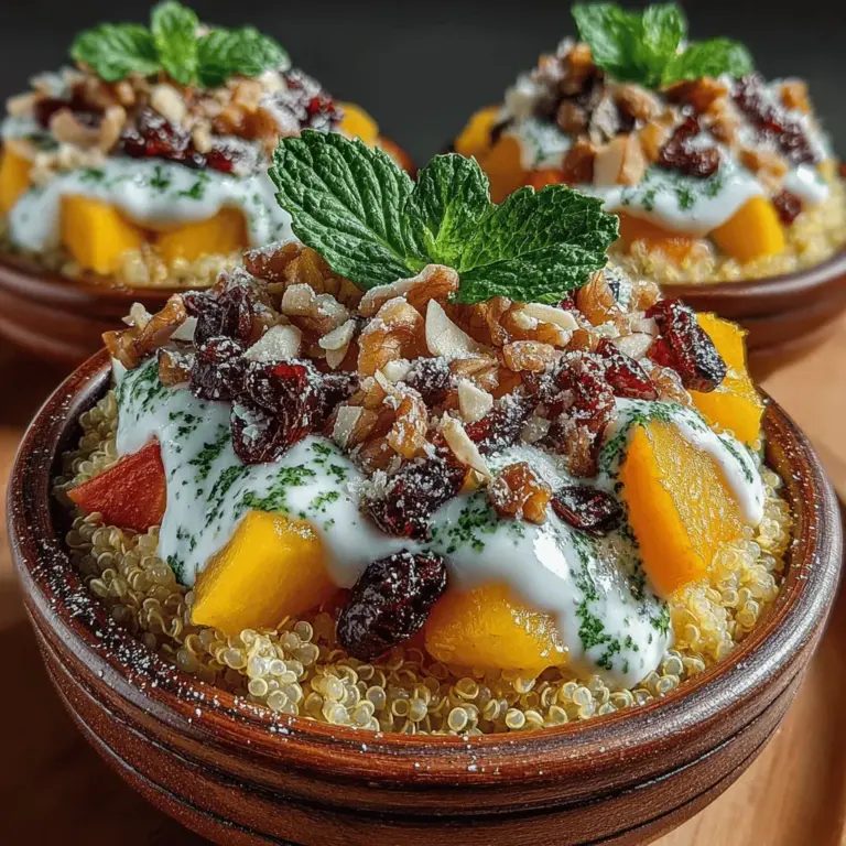 Herzhafte Pfirsichschalen sind ein köstliches und gesundes Gericht, das sich perfekt für Frühstück, Snacks oder sogar Desserts eignet. Diese Schalen kombinieren die süßen Aromen reifer Pfirsiche mit der nahrhaften Substanz von Quinoa und griechischem Joghurt, was sie zu einer ausgezeichneten Wahl für gesundheitsbewusste Esser macht. Durch die Verwendung frischer Zutaten und einer einfachen Zubereitung sind diese Pfirsichschalen nicht nur schmackhaft, sondern auch schnell zubereitet.