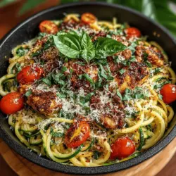 Knoblauchbutter-Hühnchen mit Zucchini-Pasta ist nicht nur ein Gericht, sondern ein Erlebnis, das die Aromen der italienischen Küche in Ihr Zuhause bringt. Die Kombination aus saftigem Hühnchen, zarten Zucchini-Nudeln und aromatischer Knoblauchbutter schafft eine harmonische Symphonie der Geschmäcker. Dieses Rezept vereint die Vorteile einer gesunden Ernährung mit dem Genuss von frischen und schmackhaften Zutaten. Wenn Sie nach einer schnellen und gesunden Mahlzeit suchen, die dennoch reichhaltig und befriedigend ist, dann ist dieses Gericht genau das Richtige für Sie.