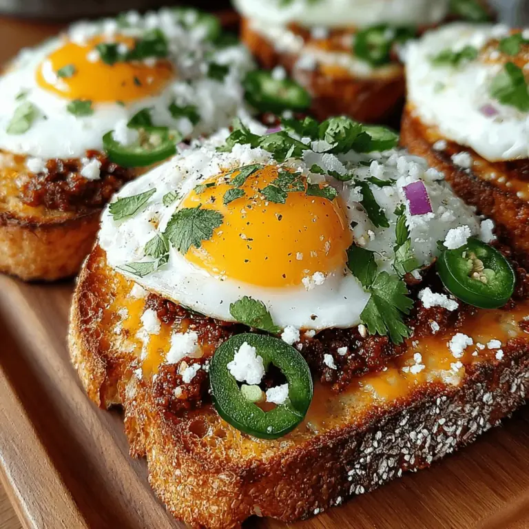In der Welt der Frühstücksgerichte gibt es nur wenige Kombinationen, die so viel Freude bereiten wie die Verbindung von Eiern, Käse und Chili. Die Cheddar Chili Egg Toast Melts sind nicht nur ein Fest für den Gaumen, sondern auch eine kreative Möglichkeit, die ersten Stunden des Tages zu bereichern. Dieses herzhafte Gericht kombiniert die Cremigkeit von geschmolzenem Cheddar, die Würze von Chili und die Frische von Jalapeños auf einer knusprigen Scheibe rustikalen Brotes.