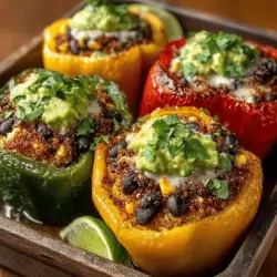 Gefüllte Paprika sind nicht nur ein Fest für die Augen, sondern auch eine wunderbare Möglichkeit, eine Vielzahl von Nährstoffen in einer einzigen Mahlzeit zu vereinen. Dieses Rezept für gefüllte Frucht-Bell-Paprika bringt nicht nur Farbe und Geschmack auf Ihren Teller, sondern auch eine Fülle an gesunden Zutaten, die Ihnen helfen, sich wohlzufühlen und energisch zu bleiben. Die Kombination aus Quinoa, Bohnen, frischem Gemüse und Gewürzen macht diese gefüllten Paprika zu einem nahrhaften Gericht, das sowohl Veganer als auch Fleischliebhaber begeistert.