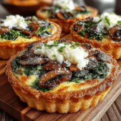 Rezepte spielen eine zentrale Rolle in der Küche, indem sie nicht nur den Rahmen für die Zubereitung von Speisen bieten, sondern auch die Möglichkeit, Kreativität und persönliche Vorlieben auszudrücken. Besonders beliebt sind Rezepte, die sowohl nahrhaft als auch einfach zuzubereiten sind, wie unsere Spinach & Mushroom Delight Quiches. Diese kleinen herzhaften Köstlichkeiten sind nicht nur ein Genuss für den Gaumen, sondern auch eine perfekte Option für Frühstück, Brunch oder sogar als Snack für zwischendurch. Die Kombination aus frischem Spinat, zarten Champignons und einer cremigen Eimischung macht sie zu einem geschmacklichen Highlight.