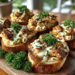 Heute stellen wir Ihnen ein unwiderstehliches Rezept für Mini Hähnchen Alfredo Pasta Toasts vor, das sich perfekt als Vorspeise oder als leichtes Hauptgericht eignet. Diese kleinen Köstlichkeiten vereinen die cremige Textur von Alfredo-Sauce, zartes Hähnchen und al dente Rotini-Nudeln auf knusprigem Baguette. Wenn Sie auf der Suche nach einem Gericht sind, das sowohl bei geselligen Zusammenkünften als auch bei Familienessen begeistert, sind diese Mini Toasts genau das Richtige für Sie.