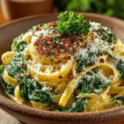 Willkommen in der Welt der italienischen Küche! Heute bereiten wir ein köstliches und einfaches Gericht zu: die cremige Spinat & Knoblauch Parmesan Pasta. Dieses Rezept vereint die Aromen von frischem Spinat, aromatischem Knoblauch und reichhaltigem Parmesan in einer cremigen Sauce, die Ihre Geschmacksknospen verzaubern wird. Egal, ob Sie ein schnelles Abendessen für die Familie zubereiten oder Gäste beeindrucken möchten, diese Pasta wird sicherlich für Begeisterung sorgen.