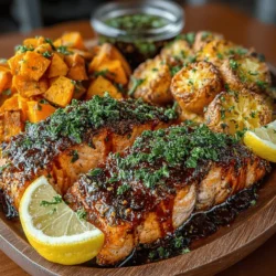 Das Rezept für einfache gebackene BBQ-Lachsfilets mit Süßkartoffeln ist nicht nur köstlich, sondern auch eine gesunde Wahl für ein schnelles Abendessen. Lachs ist bekannt für seinen hohen Gehalt an Omega-3-Fettsäuren, während Süßkartoffeln reich an Vitaminen und Ballaststoffen sind. Diese Kombination macht das Gericht nicht nur nahrhaft, sondern auch besonders schmackhaft. Die Verwendung von BBQ-Sauce verleiht dem Lachs eine süßliche, rauchige Note, die perfekt mit den gerösteten Süßkartoffeln harmoniert.