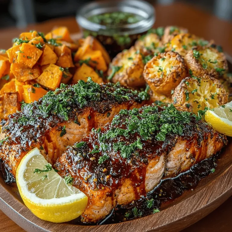 Das Rezept für einfache gebackene BBQ-Lachsfilets mit Süßkartoffeln ist nicht nur köstlich, sondern auch eine gesunde Wahl für ein schnelles Abendessen. Lachs ist bekannt für seinen hohen Gehalt an Omega-3-Fettsäuren, während Süßkartoffeln reich an Vitaminen und Ballaststoffen sind. Diese Kombination macht das Gericht nicht nur nahrhaft, sondern auch besonders schmackhaft. Die Verwendung von BBQ-Sauce verleiht dem Lachs eine süßliche, rauchige Note, die perfekt mit den gerösteten Süßkartoffeln harmoniert.