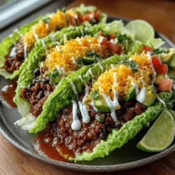 Taco Time Lettuce Delight ist nicht nur ein köstliches Gericht, sondern auch eine großartige Möglichkeit, frische und saisonale Zutaten in Ihre Ernährung zu integrieren. Diese kreative Variante von Tacos verwendet knackige Salatblätter anstelle von Tortillas und bietet so eine leichtere und gesündere Option für alle, die nach einer schmackhaften Mahlzeit suchen, ohne dabei auf Geschmack zu verzichten. Mit einer Kombination aus magerem Hackfleisch, schwarzen Bohnen, frischem Gemüse und würziger Salsa ist dieses Rezept ideal für ein schnelles Abendessen, ein leichtes Mittagessen oder sogar für eine gesellige Zusammenkunft mit Freunden und Familie.