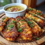 Für die Hähnchenstreifen: - 450 g Hähnchenbrust, in Streifen geschnitten - 120 g Weizenmehl - 1 Teelöffel Knoblauchpulver - 1 Teelöffel Paprika - 1 Teelöffel Salz - ½ Teelöffel schwarzer Pfeffer - 2 große Eier - 120 g Paniermehl (Panko für zusätzlichen Crunch) - Pflanzenöl zum Frittieren