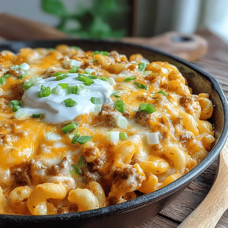 Das One-Pan Cheeseburger Macaroni Skillet ist ein herzhaftes und einfaches Gericht, das schnell zubereitet werden kann und die Aromen eines klassischen Cheeseburgers in einer köstlichen Pasta-Form vereint. Es ist eine perfekte Wahl für Familienessen oder wenn Freunde zu Besuch sind und man nicht viel Zeit in der Küche verbringen möchte.