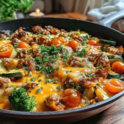 Ein-Pfanne Käse-Wurst und Gemüse Pfanne