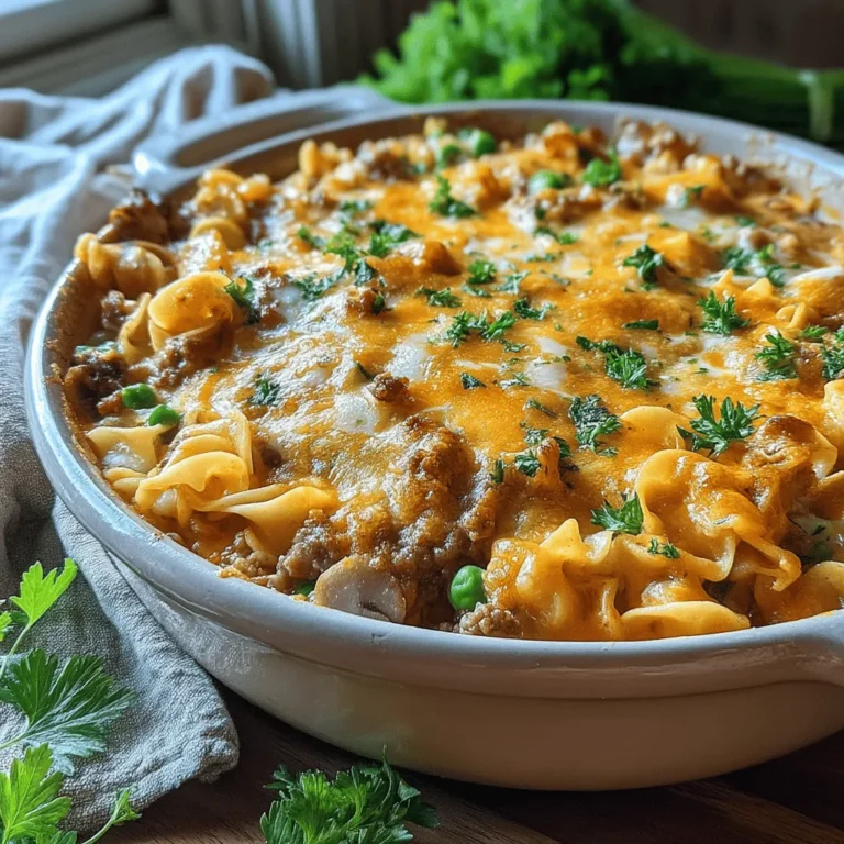 Der Gemütliche Rindfleisch Stroganoff Auflauf ist ein herzhaftes Gericht, das sich perfekt für kalte Tage eignet. Mit zartem Rindfleisch, cremiger Sauce und al dente Eiernudeln vereint dieser Auflauf die Aromen der klassischen Stroganoff-Zubereitung in einer praktischen Form, die jeder lieben wird. Ob als Familienessen oder für Gäste, dieser Auflauf wird schnell zum Favoriten.