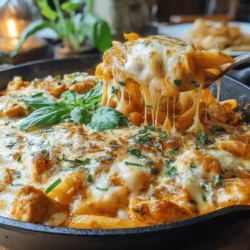 Käse-Hähnchen-Baked Ziti-Pfanne